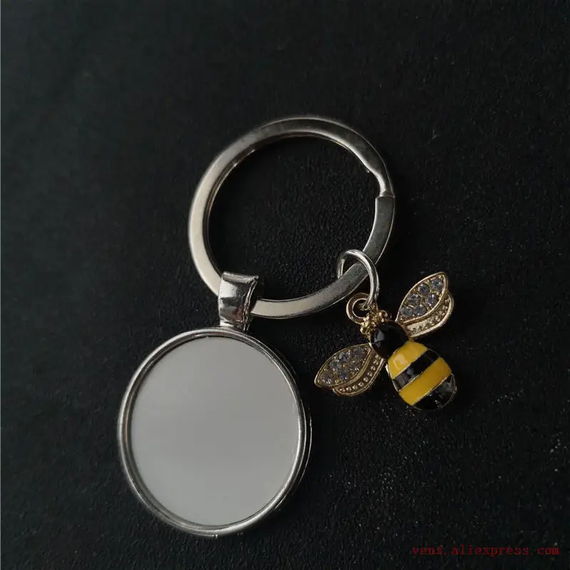 sublimation blank key honeybee ring keychain hot transfer printing consumables 25pcs/lot