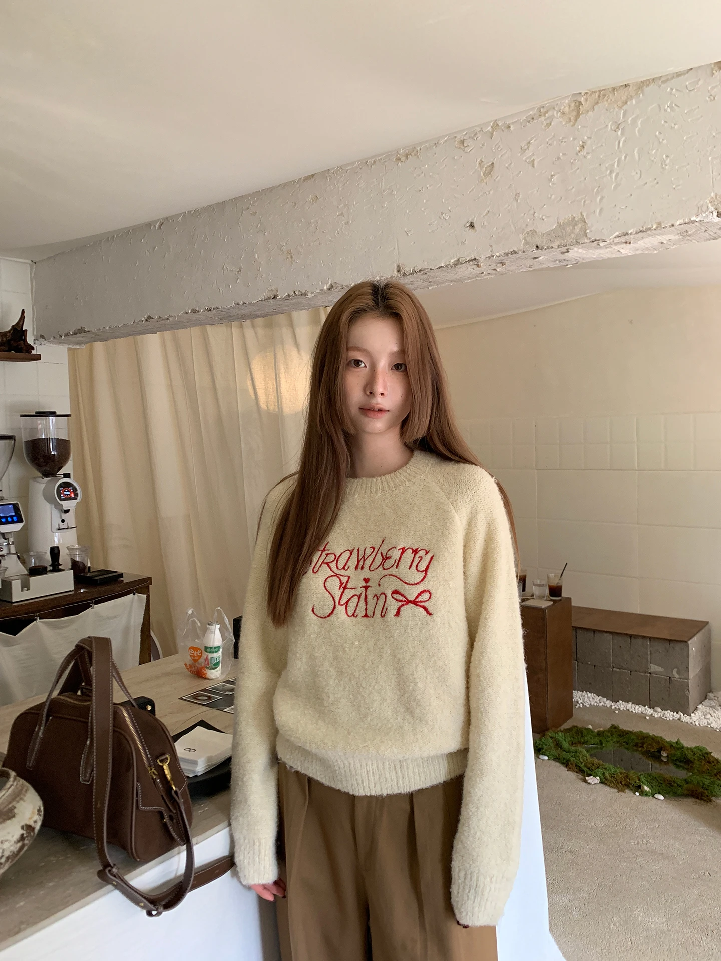 

Unique Beautiful Long Sve Women's Wool Sweater Autumn Winter Straight Cut Knitted Top Age Reducing Versatile Faionable