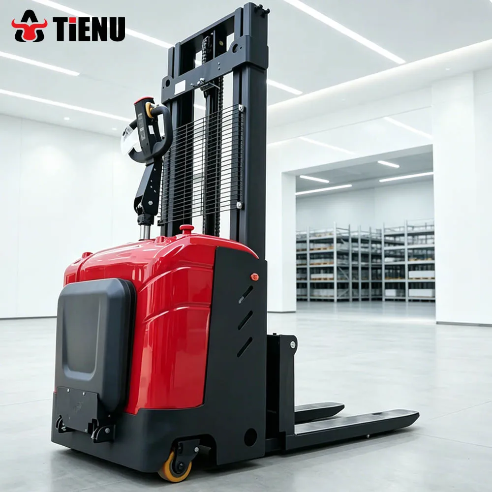 Fully electric stacker supports customization and self loading and unloading functions self elevating trolley