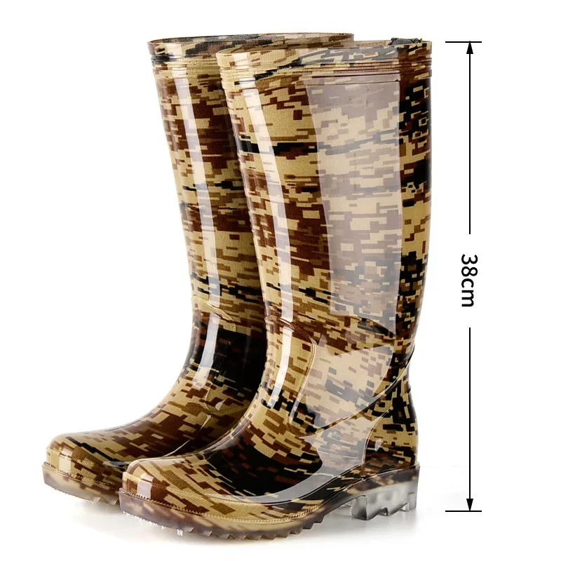 Men\'s Rain Boots Mid-tube Rain Boots Camouflage  Color Water Shoes Water Boots PVC New Material Rubber Shoes Work Shoes