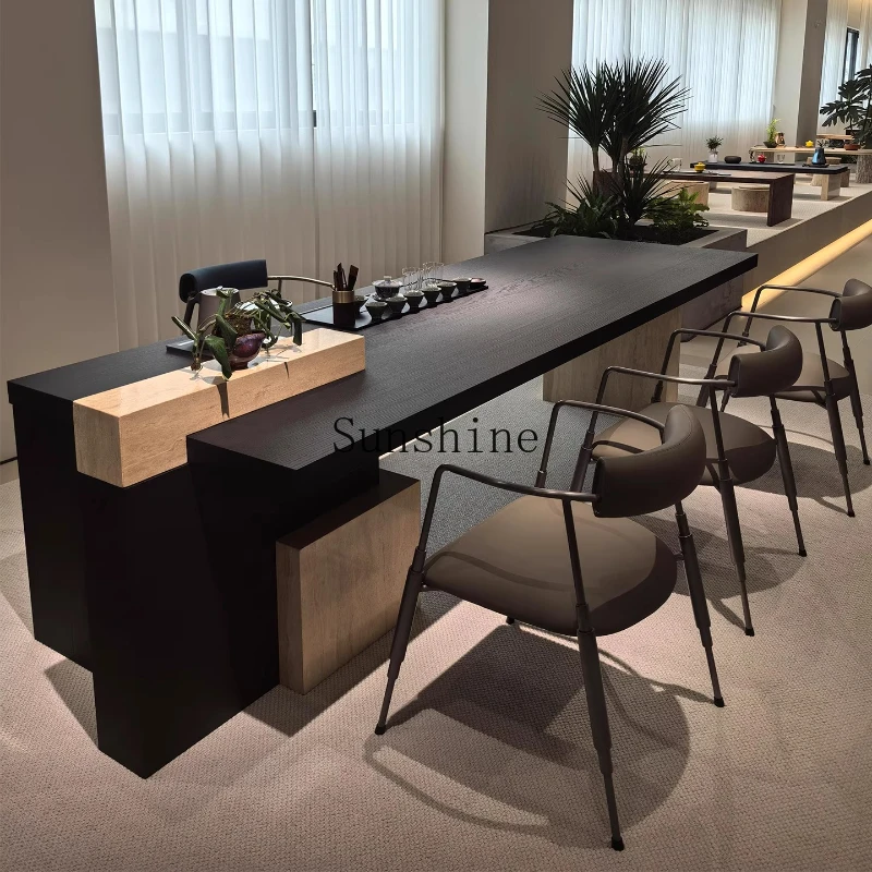 

Italian minimalist solid wood, light luxury, modern high-end sense, design, integrated tea table