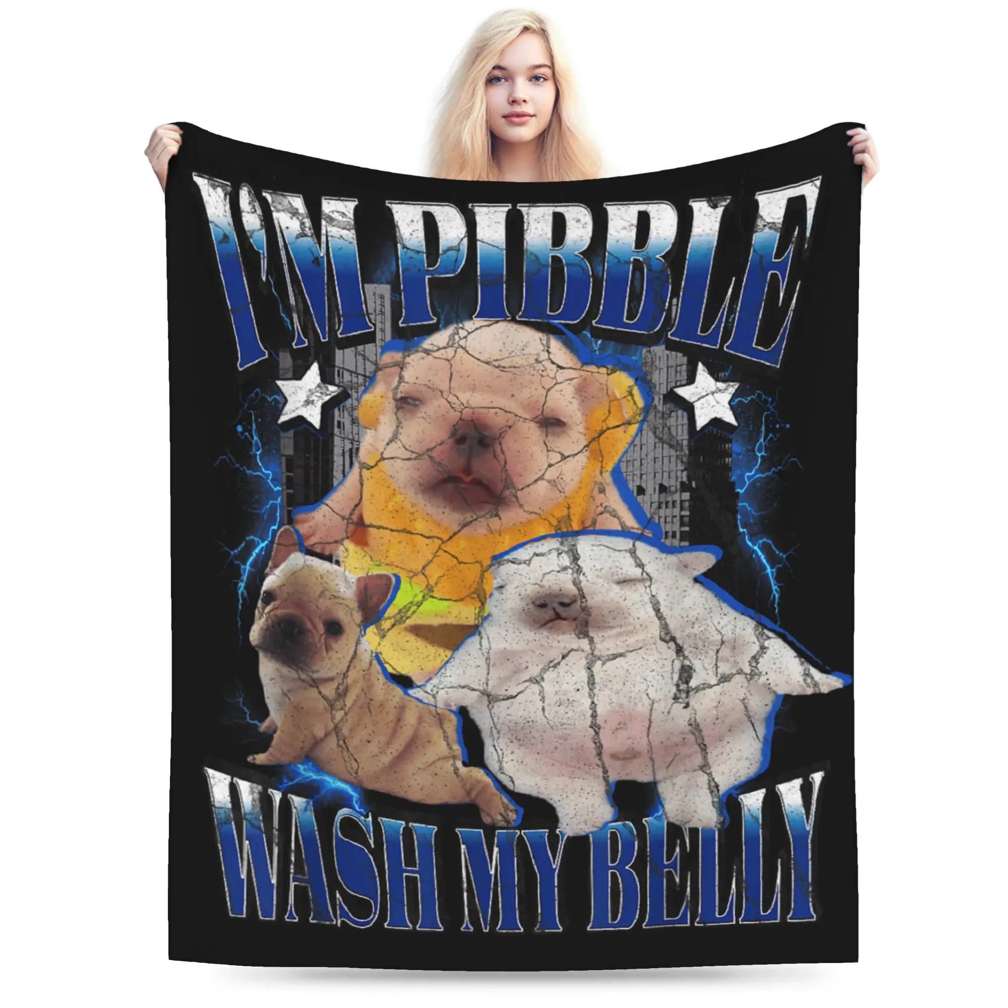 Funny pibble Meme Clean My Belly Meme Blanket Super Soft Plush Throw Blanket For Living Room Flannel Bedspread Bed Cover