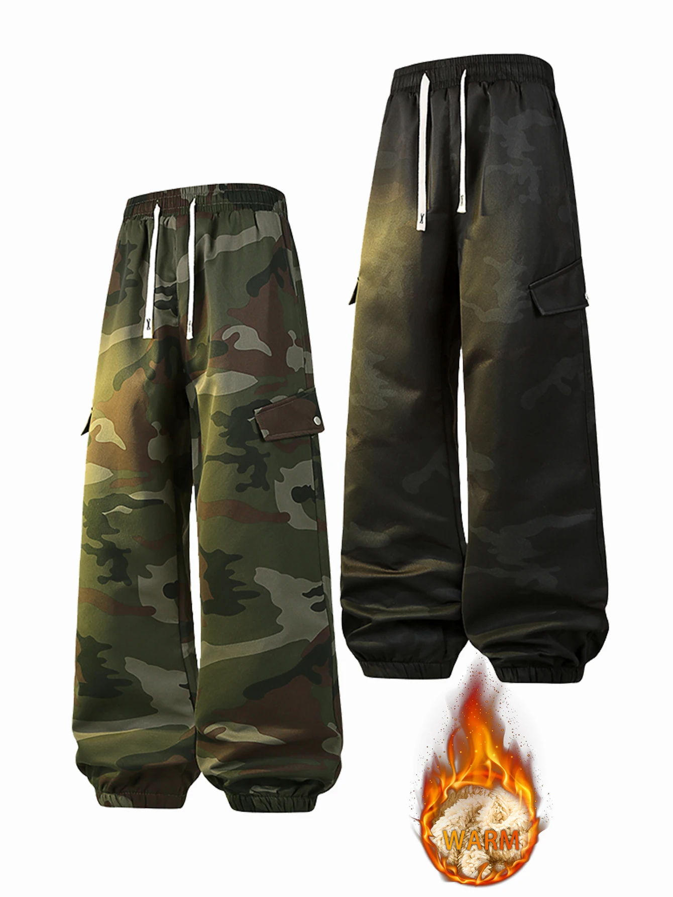 

Осенние и зимние бархатные брюки-карго для мужчин, уличные бархатные утолщенные ветрозащитные повседневные брюки с несколькими карманами, прочный камуфляж