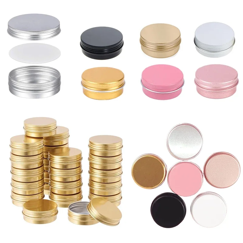 100Pcs 5/10/15/20/30/50/60g Colored Aluminum Cans Metal Tin Box Candle Jar With Lids For Cosmetic Lip Balm Cream Tea Containers