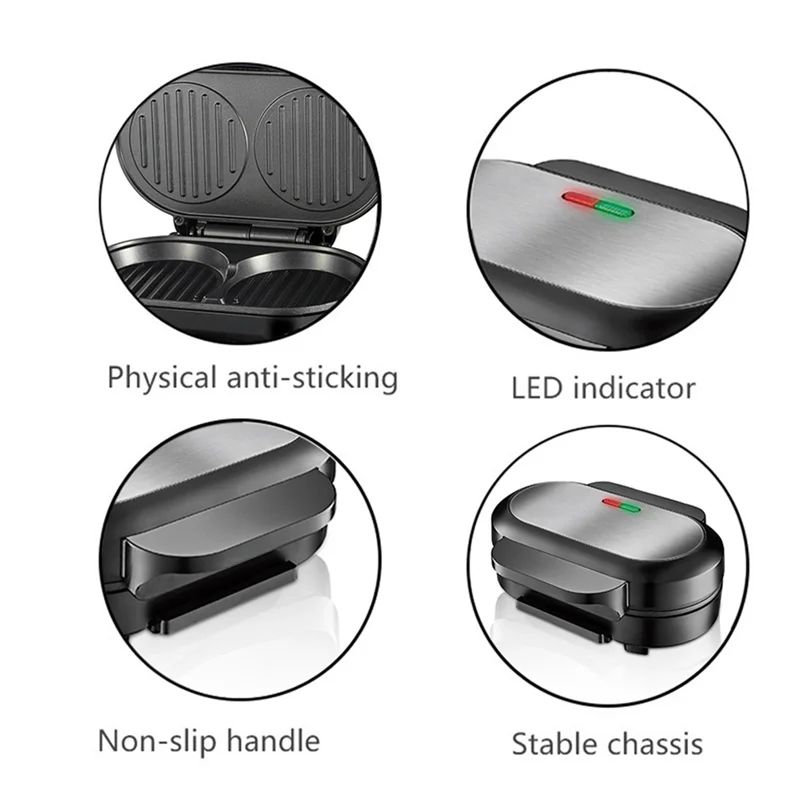 

A96K-Hamburger Maker Multifunction Double Round Burger Press Patty Maker For Egg Stuffed Burgers Beef Burger US Plug