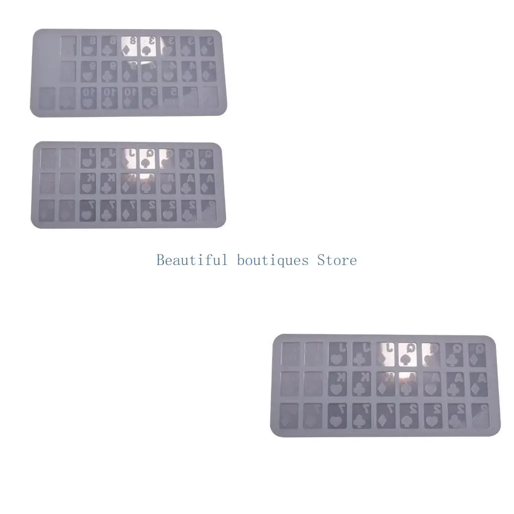 U4LF Glossy Geometry Filler Poker Cards Silicone Epoxy Resin Mold DIY Keychain Pendant Jewelry for Bag Decorations Craft