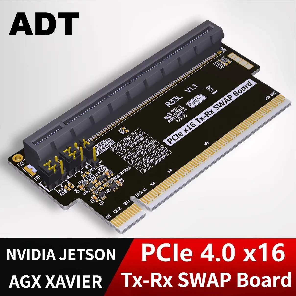 

ADT R33L PCIe4.0 x16 Tx-Rx SWAP Board PCI Express 4.0 16x Signal Transfer Connector Adapter 256Gbps for NVIDIA JETSON AGX XAVIER