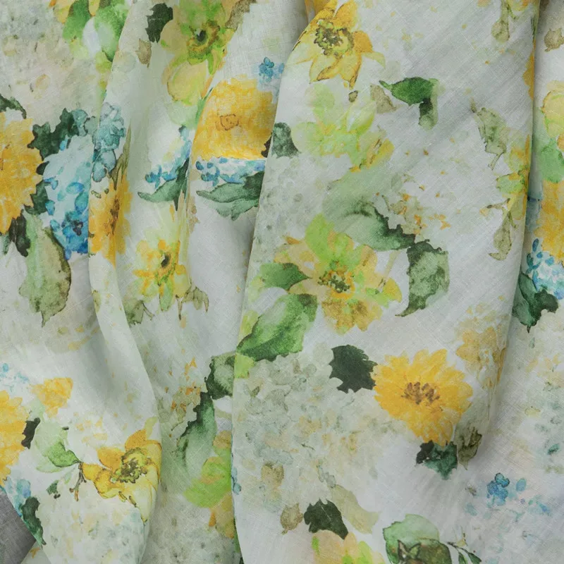 

1yard pastoral print fabric for patchwork gowns,dresses,trousers,shirts cheongsam sewing High quality ramie fabric