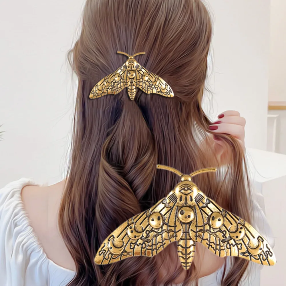 High Quality Alloy Hair Clip Moth Decor Vintage Hair Pin 3.31×1.89in Gothic Hair Accessories