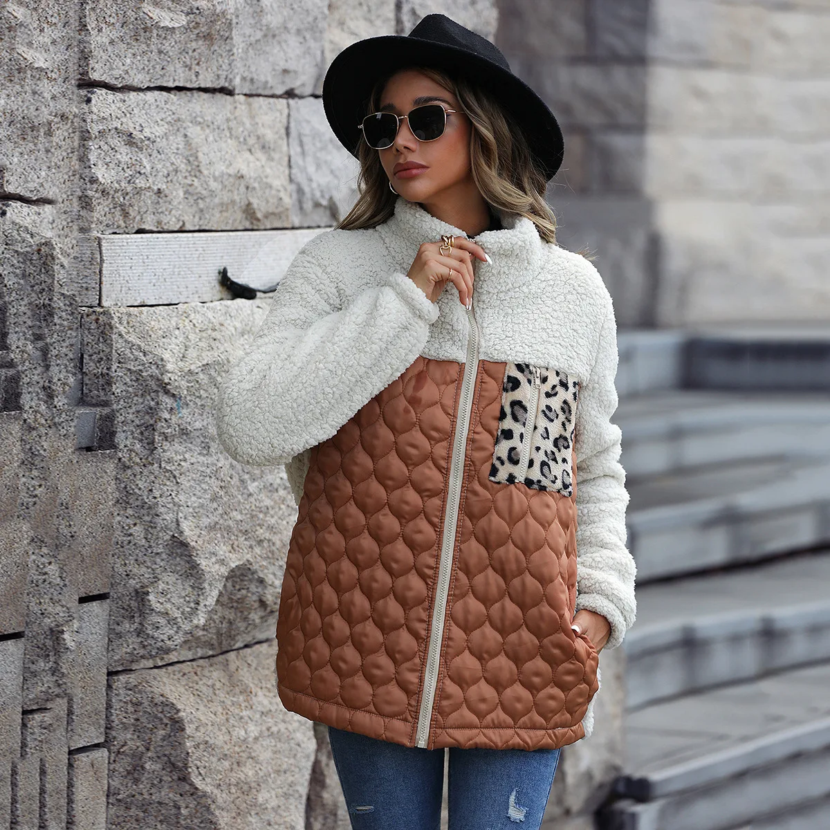 

2025 Winter Vintage Leopard Jacket Casual Loose Overcoat Women Outerwear Autumn Female Coats Tops