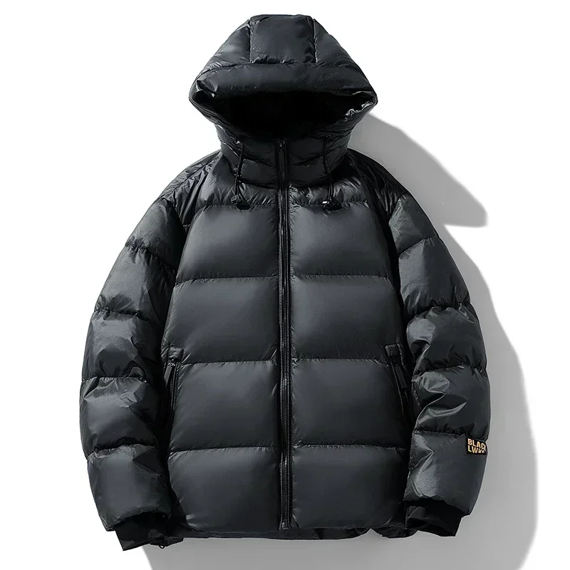 New Black Gold Down Jacket Male Short Bright Face Thickened Winter Wild Trend Couple Clothes White Duck Down Male Jacket