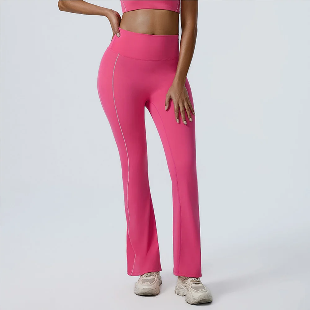 Mallas acampanadas para gimnasio, pantalones de Yoga para mujer, pantalones de Yoga con parte inferior acampanada, pantalones deportivos de cintura alta, pantalones de pierna ancha deportivos informales elásticos para gimnasio