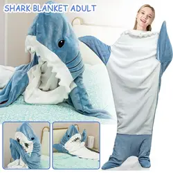 Winter New Shark One-Piece Pajamas Cartoon Animal Sleeping Bag Home Wear Warm Leisure Men And Women Trend Pajamas Shark Clothes