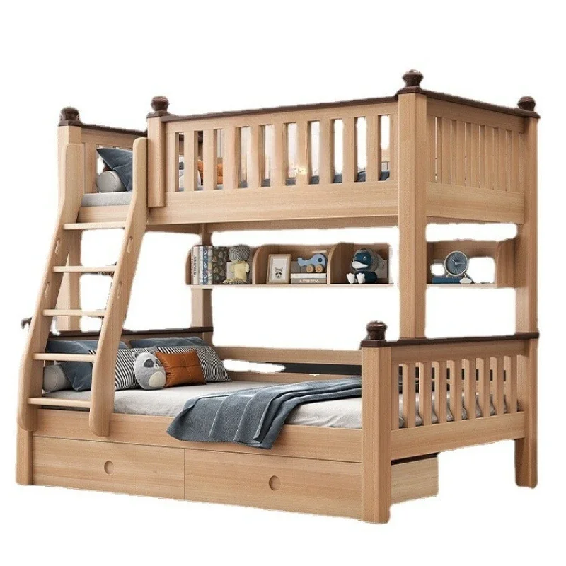 

Full solid wood mother and child bed household upper and lower bed double layer split double