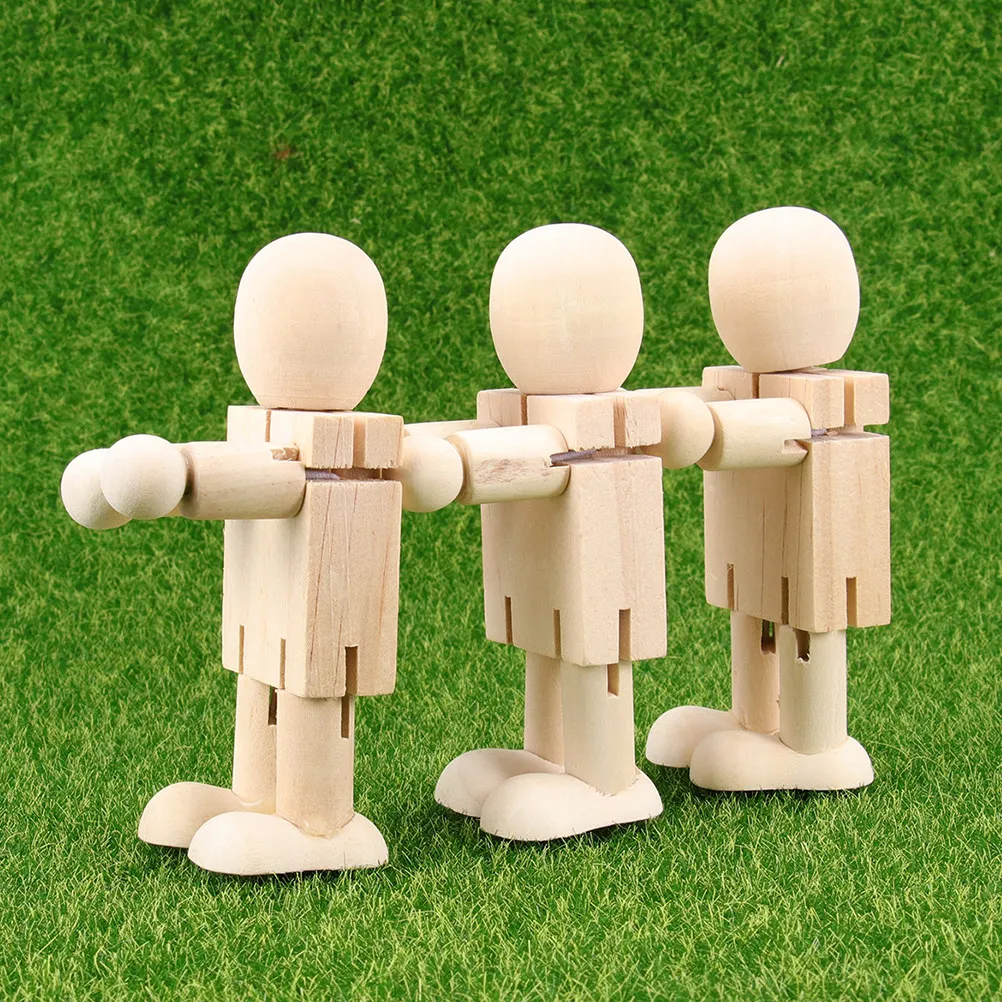 

Набор из 4 неокрашенных деревянных роботов для самостоятельной росписи, для творчества, арт-терапии, декора комнаты и офиса