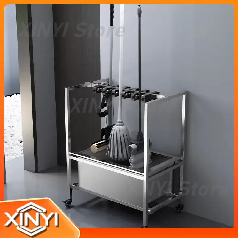 Stainless Steel Mop Bucket for Floor Cleaning Rack with Removable Mop Holder for Balcony Bathroom Home Use Mop Pool Tool