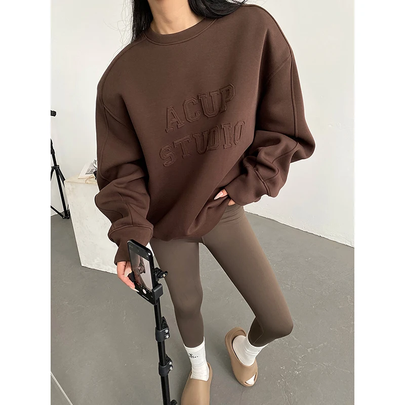 

Autumn and Winter American Letter Design Sense Oversize Sweater, Women's Retro Lazy Loose Long Sleeve Jacket Loose Jacket