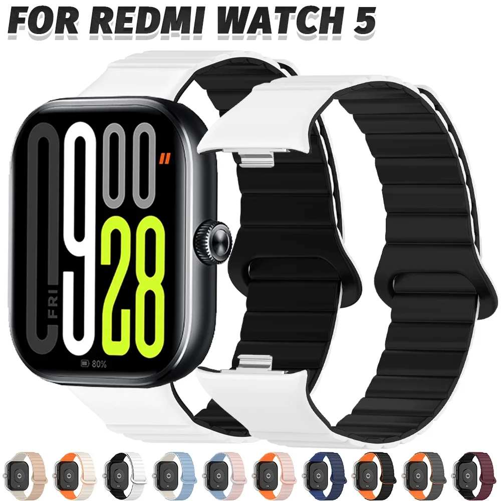 Silicone Magnetic Band for Redmi Watch 5/4 Active Sport Bracelet for Xiaomi Miband 9/8 Pro Soft Loop Quick Release Wristband