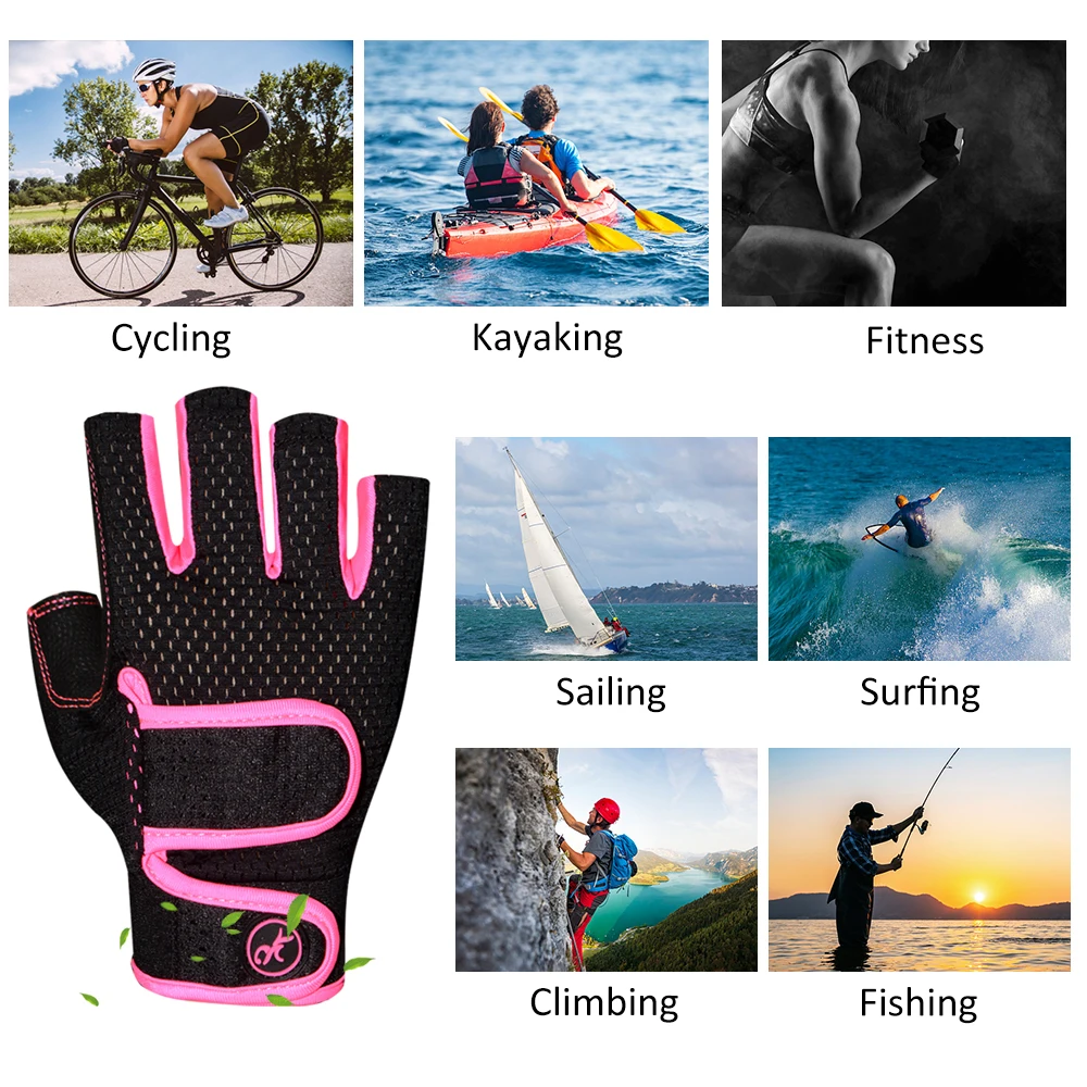 Sailing Gloves 3/4 Short Finger Cycling Mountain Bike Bicycle Gloves Men Women Fishing Kayaking Paddling Sailing Workout Gloves