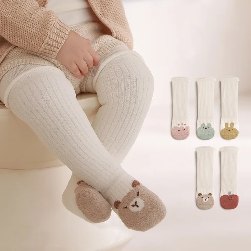 Autumn Winter Children Knee High Socks Thick Warm Coral Fleece Baby Stockings Infant Boys Girls Soft Thermal Long Socks 0-5Years