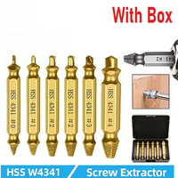 6Pcs Set Damaged Screw Extractor Center Drill Bit Set Woodworking Tools Broken Bolt Extractor Bolts Screws Remover Extractor