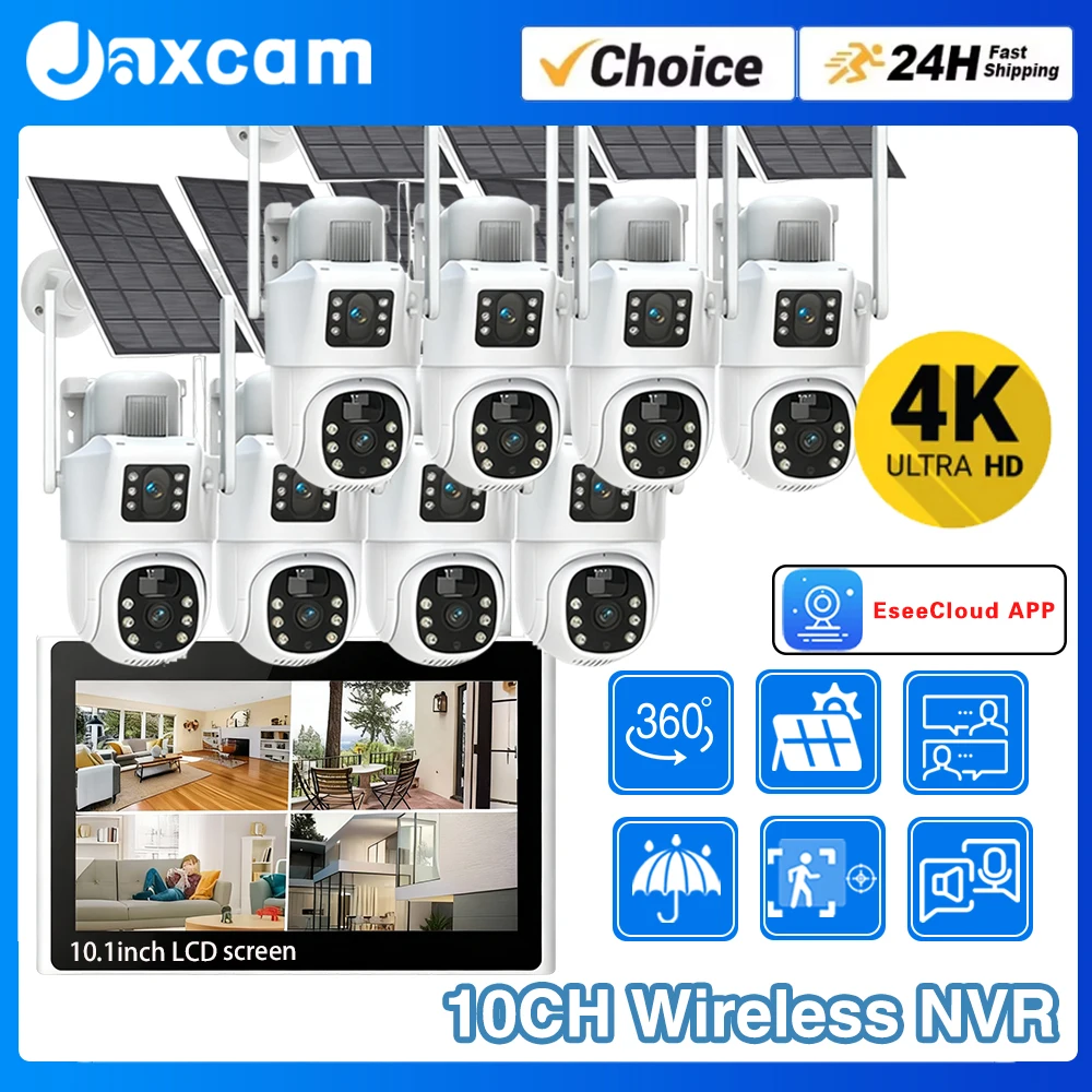 

10-канальный NVR комплект камер видеонаблюдения 8MP 4K WiFi PTZ солнечная IP-камера комплект системы безопасности P2P уличная беспроводная система наблюдения