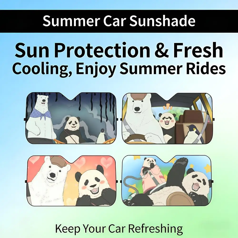 

PPolar Bear Cafe Sun Visor Retractable Car Windshield Sun Shade UV