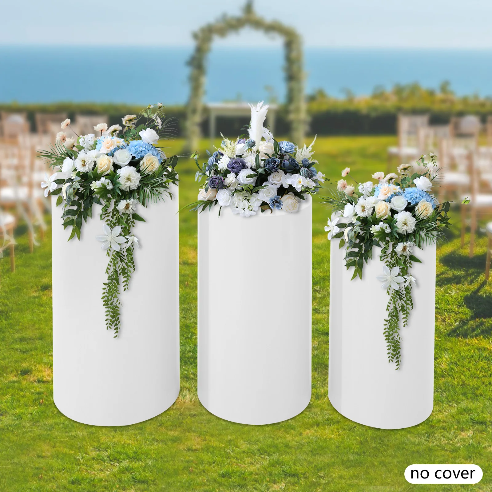 3Pcs White Cylinder Pedestal Stands for Parties, Birthday Decors Background Stand for Party Decor, Stackable Storage Cylinder Cake Stand for Wedding Decor Party Prop Cake Fruit Table