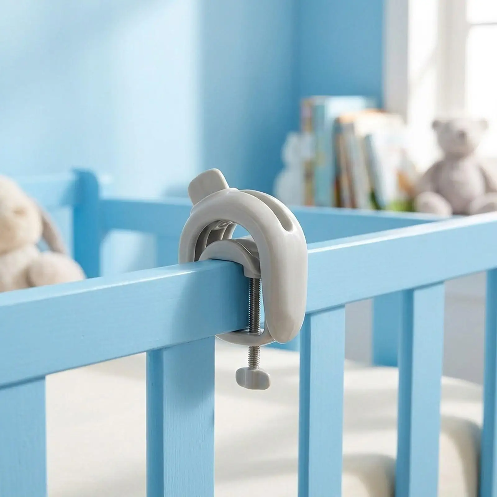 Replacement Crib Rail Corner Buckle for Toddler Bed Fence Secure Connector Fits Posts Up to 38mm Wide Plastic Gray