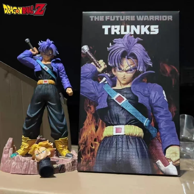 New 50cm Dragon Ball Anime Gk Figures Torankusu Trunks Action Figure Double Heads Super Saiyan Models Statue Collect Christmas