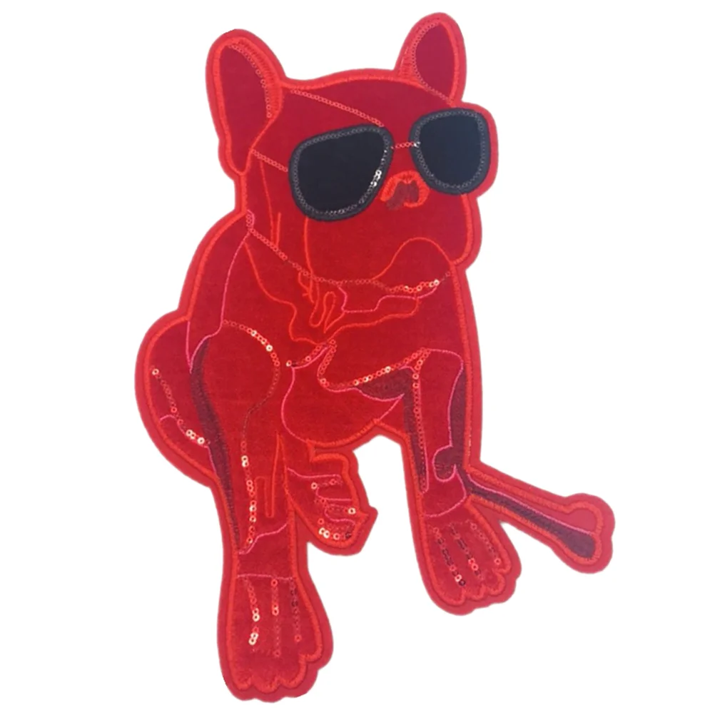 Sequin Sewing Patches Red With Sunglasses Patch Sweater T-shirt Clothing Patch Appliques for Children’s Women Girl