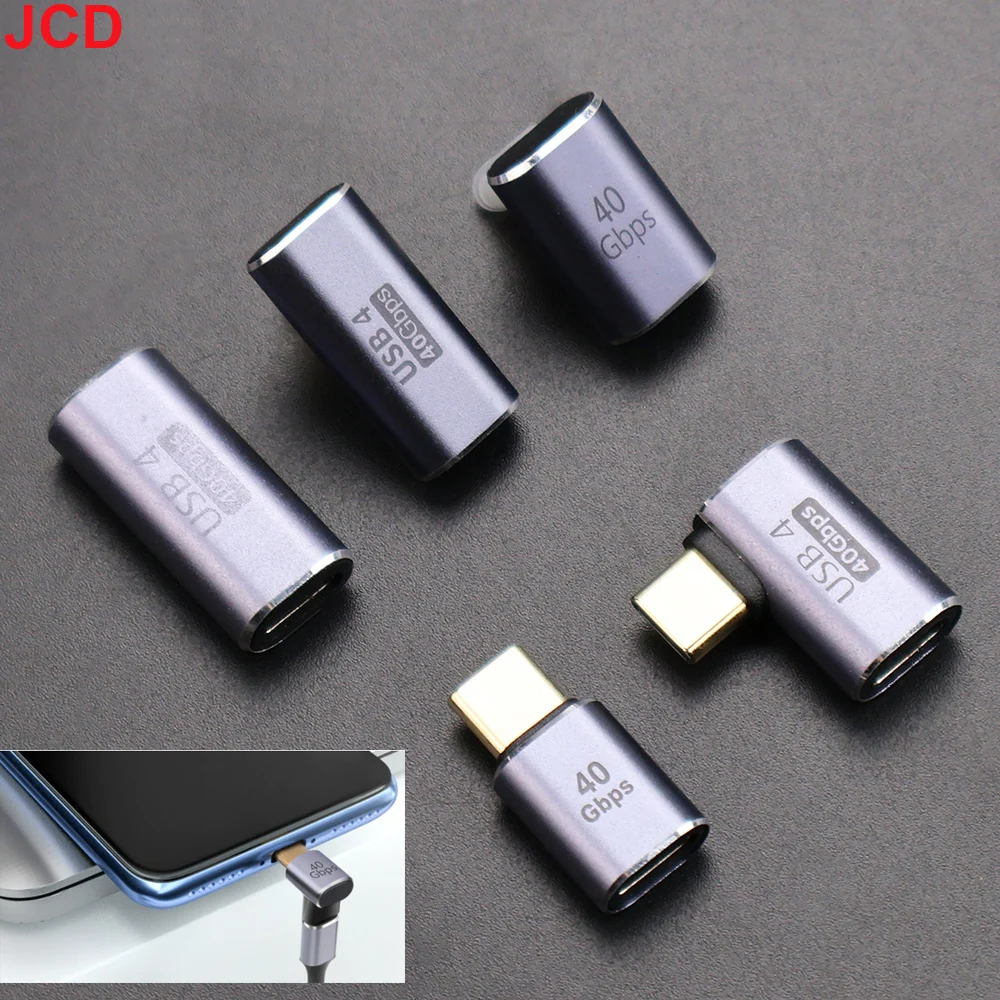 90 Degree Type C to Type C 4.0 Adapter 40 Gbps 100W 5A USB C to Type C Fast Charging Converter USB C Data Adapter For Macbook