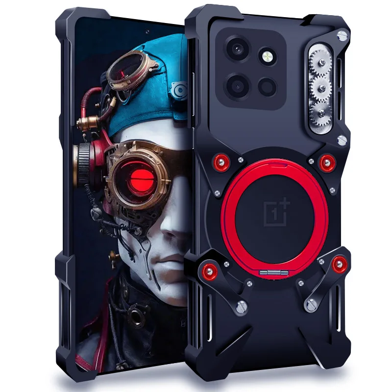 Luxury Armor Metal Aluminum Phone Bumper For Oneplus Nord 5 CE5 CE6 Ace Turbo 6 6V 3Cover Mechanical Purely Handmade Skull Case
