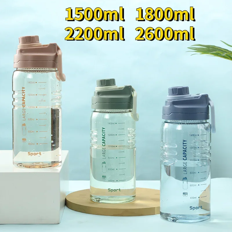 Botella de agua deportiva de 1,5 litros con filtro, hervidor para beber de gran capacidad de 2200ml para senderismo, Fitness, hombres y mujeres, Camping al aire libre