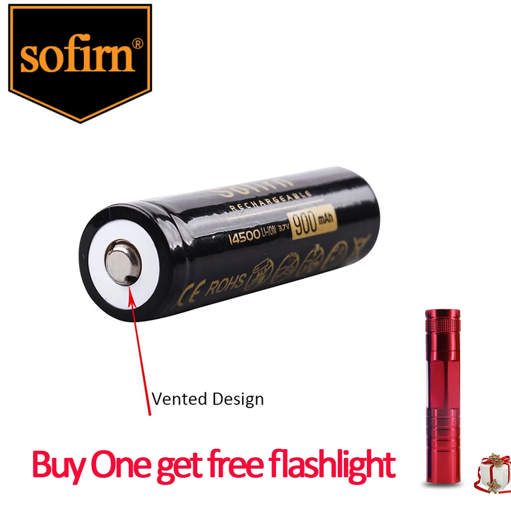 Sofirn Rechargeable 14500 900mAh 3.7V Top Li-ion Discharge HD Cell Lithium Reall Capcaity for SP10V3 HS05