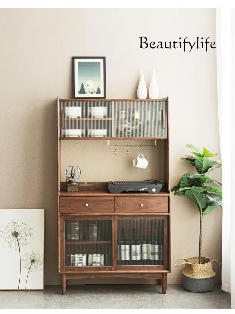 

muebles para hogar North America Black Walnut Wooden Multifunctional Cabinet Sideboard Cabinet Cherrywood Oak Tea Cabinet