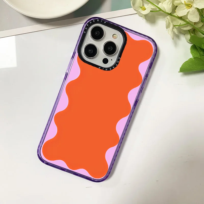 Hot Ins Orange Wavy Clear Case For Iphone 11 14 15 Pro Max Silicone Soft 12 13 Mini 7 8 Plus SE 2020 XR XS Max Shockproof Cover