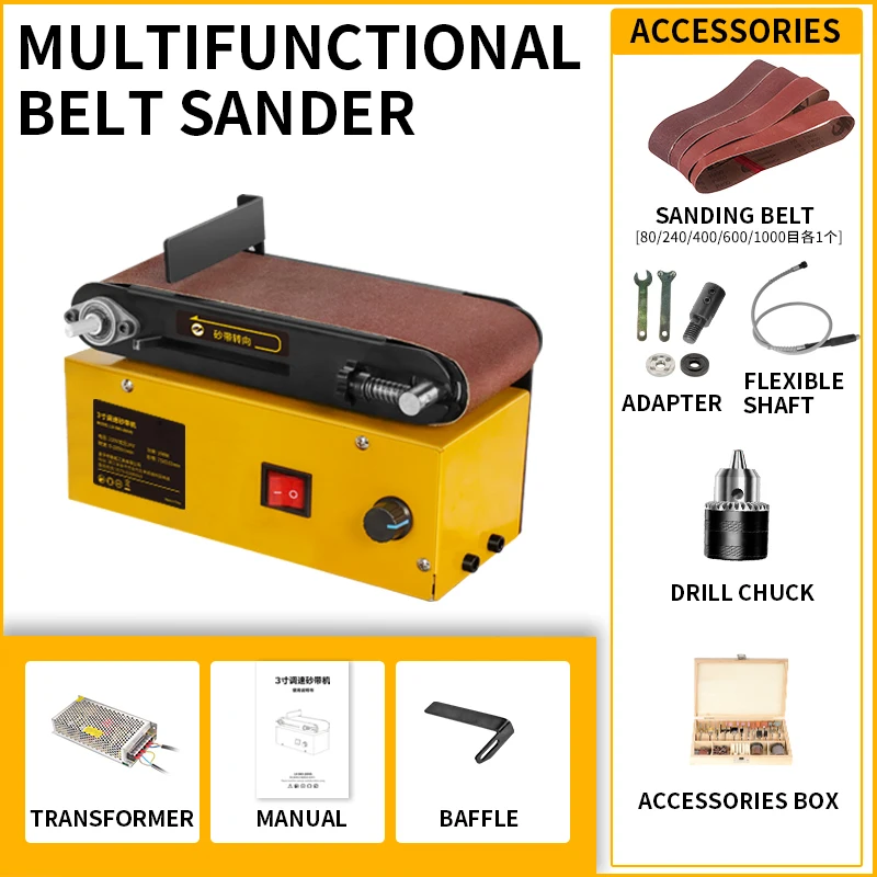 Belt Disc Sander Disc Bench Sanding Adjustable table Variable Speed Belt Sander machine Multifunctional Grinder