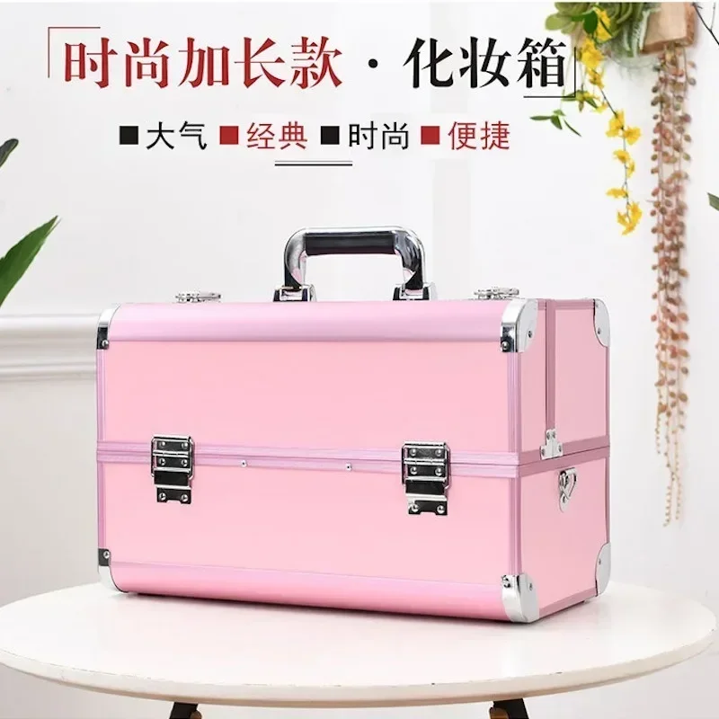 Makeup case High quality Portable Professional makeup box Large capacity Aluminum alloy Suitcase Makeup artist Cosmetic bag Box