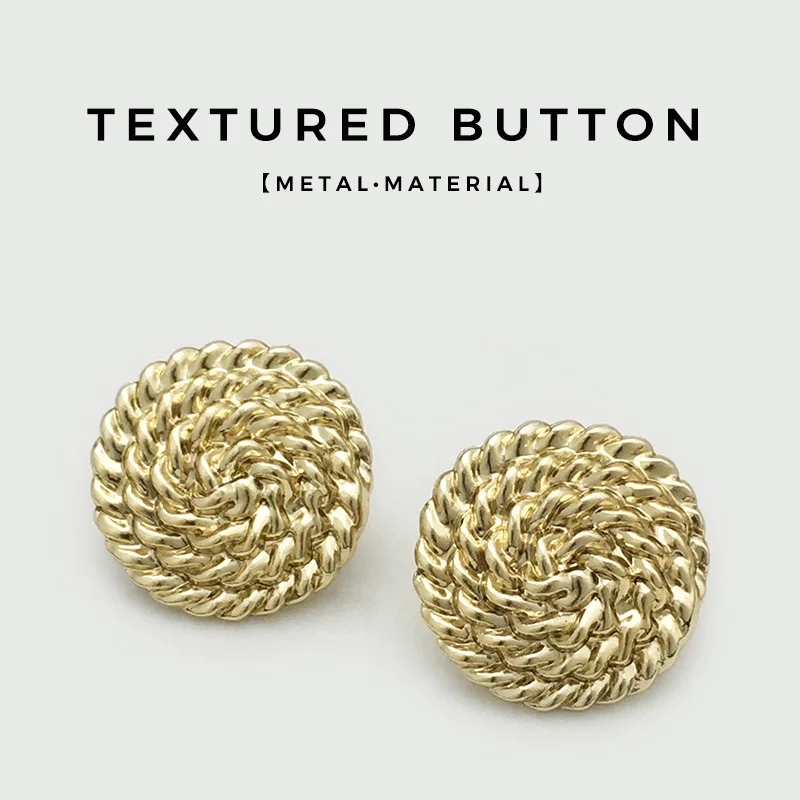 12Pcs/lot Golden textured circular concave convex wavy edge metal button suit jacket coat windbreaker decorative button N570