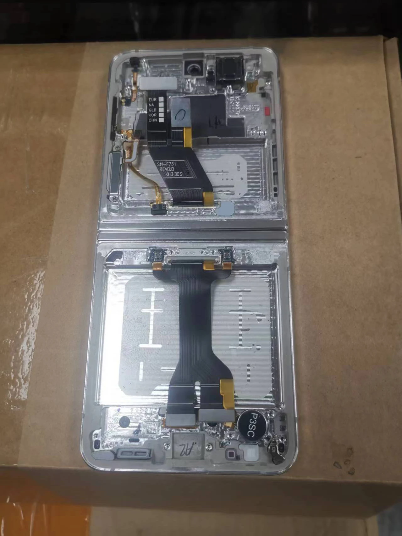 Middle Frame Housing With Hinge Rotating shaft Power Button Flex Cable Assembly Small Scratches for Samsung z flip 5 f731 F U