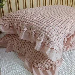 Housses de coussin tissées gaufrées, taies d'oreiller 100% coton, doux, respirant, doux pour la peau, décoratif, sans remplissage, 2 paquets