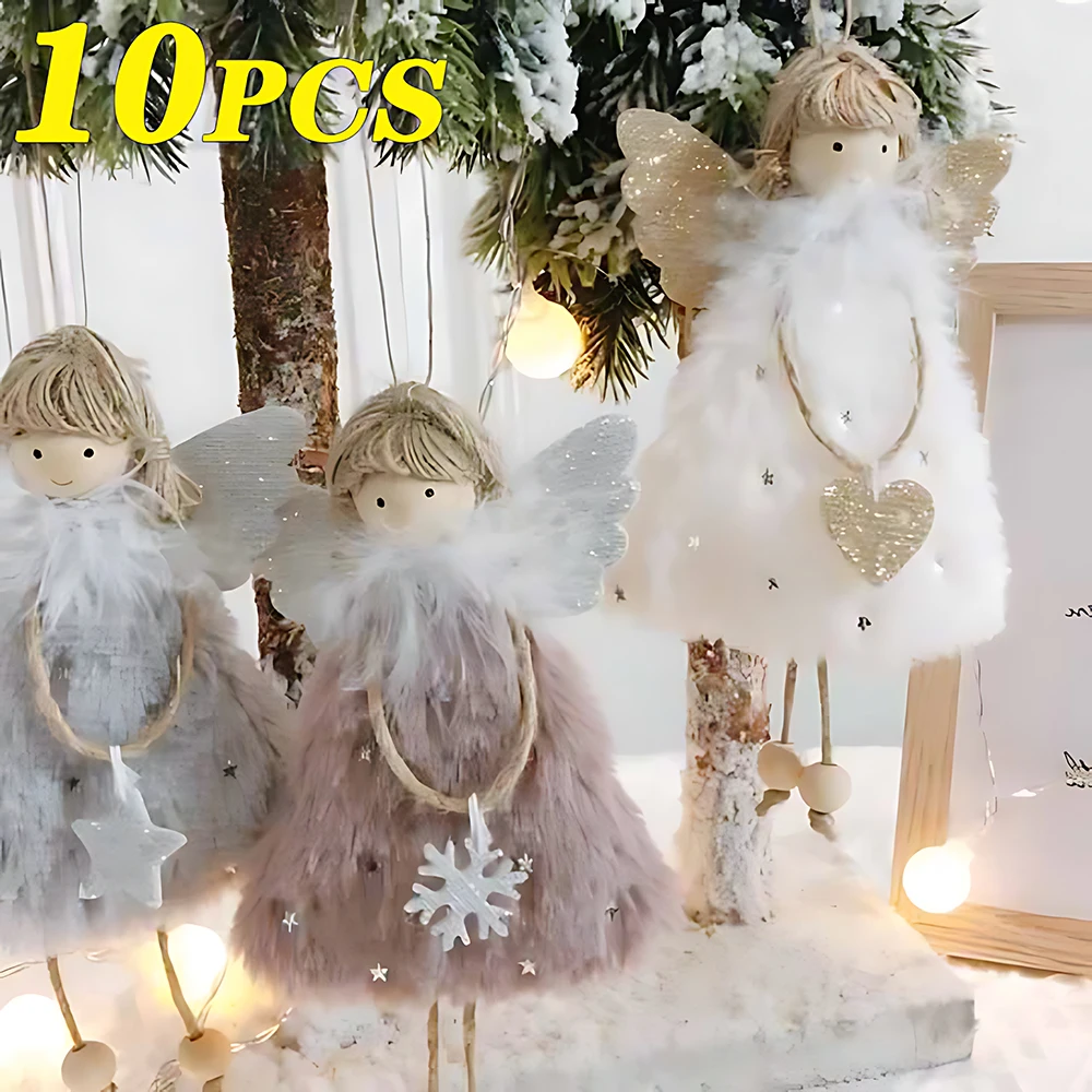 10PCS Christmas Hanging Angel Doll Pendant Plush Angel Ornaments for Xmas Party New Year,Birthday Party Wedding Decoration