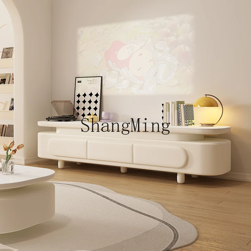 

ZYY new cream wind TV cabinet coffee table small apartment storage locker integrated living room household