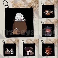 Retro Bungou Stray Dogs Kenji Naomi Ranpo Dazai Chuuya Bunny Himiko Cute Anime Gifts Canvas Coin Purse Key Case Bag Wallet Pouch