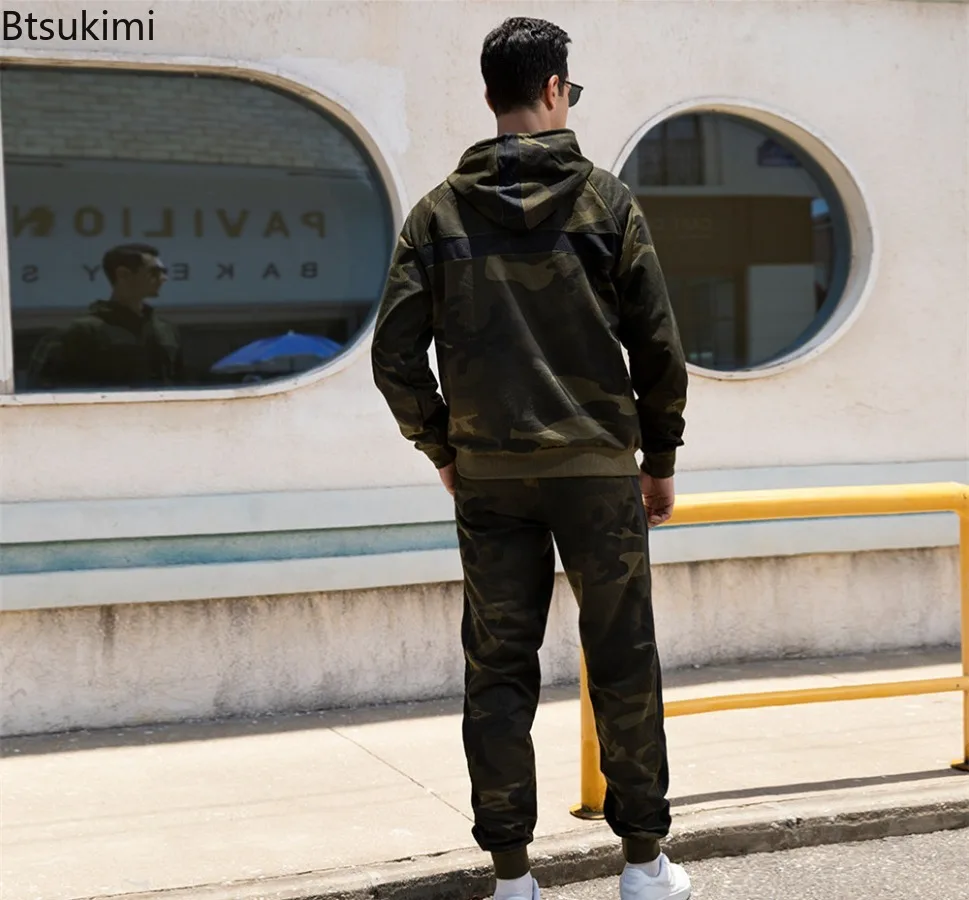 2025 Men's Autumn Winter Sport Casual Sets Camouflage Pullover Hoodies and Pants Two Pieces Street Loose Harajuku Men Tracksuits