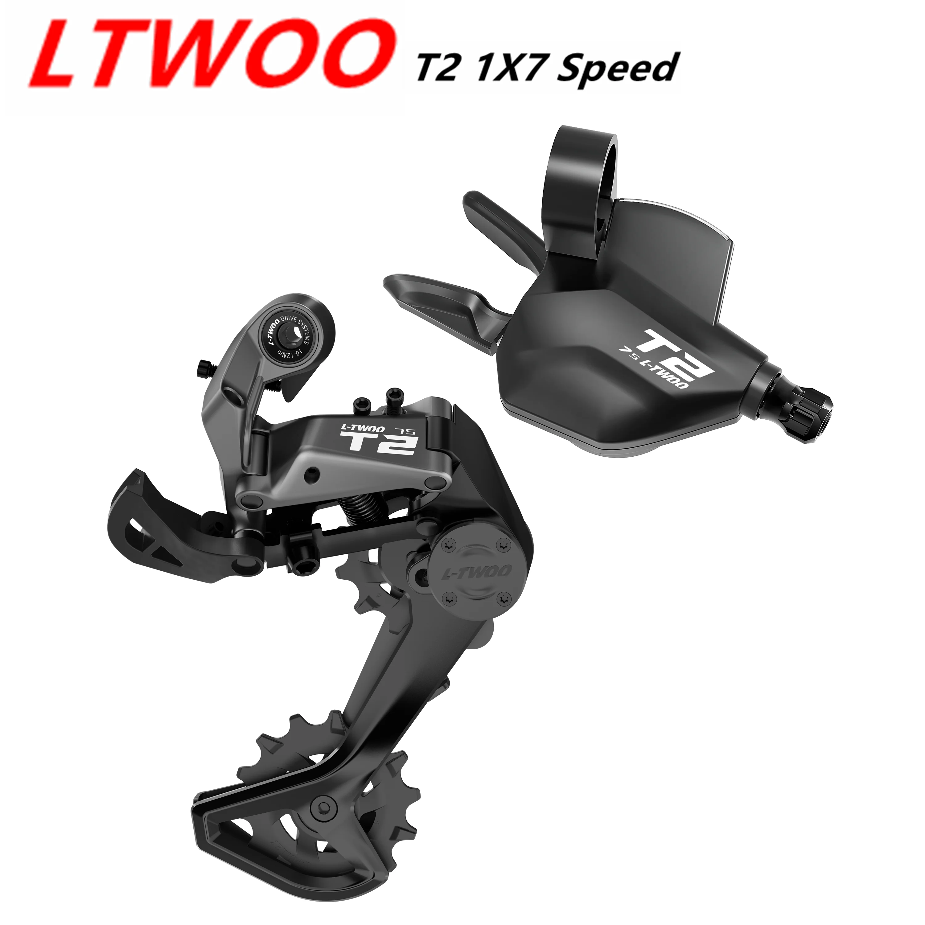 NEW! LTWOO T2 1x7 Speed Two Way Release Composite Plastic Shifter + Stabilize Damping Steel Rear Derailleur 7s