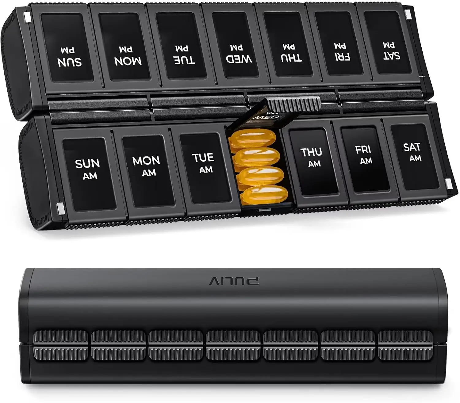 Weekly Pill Organizer 2 Times a Day Magnetic Foldable AM PM Pill Box Large Capacity Travel Medication Case for Vitamins Fish Oils Supplements