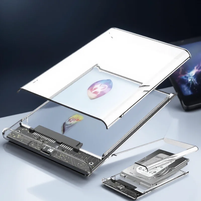 

Прозрачный корпус внешнего жесткого диска USB 3.0 3.1 для 2,5-дюймового жесткого диска SATA SSD без инструментов, совместимого с Windows Mac Linux