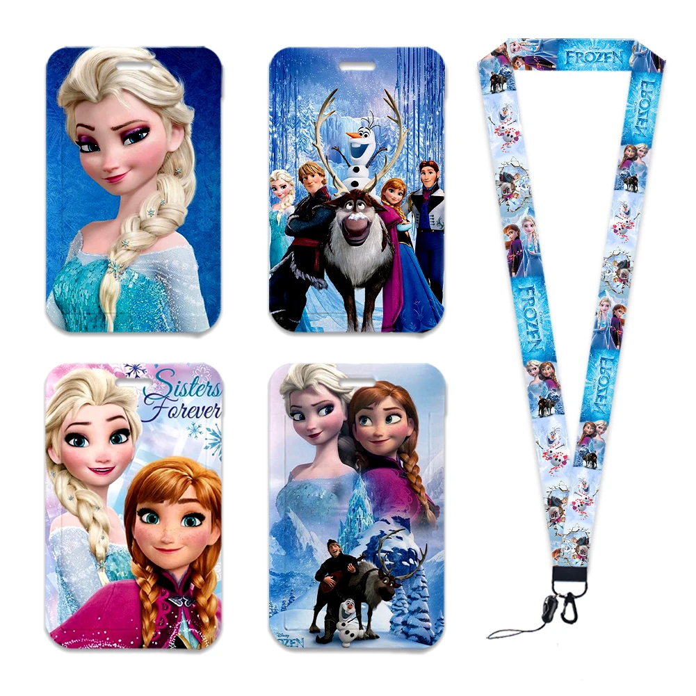 Hot-selling 2 Anna Princess Olaf Cute Design Badge Holder Id Credit Card Pass Hang Rope Lanyard Accessories Gifts